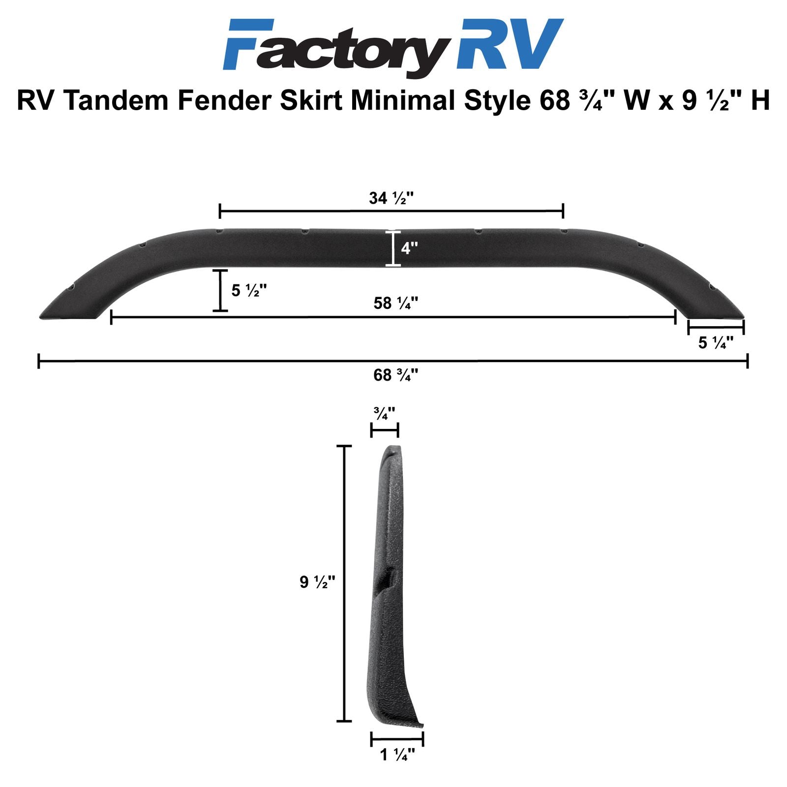 RV Tandem Fender Skirt Minimal Style | 68 ¾" W x 9 ½" H - Puma