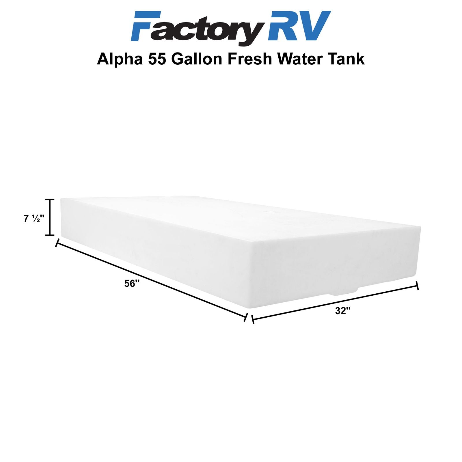 RV Fresh Water Tank 55 Gallon | 32" x 56" x 7 ½" | Alpha 475002