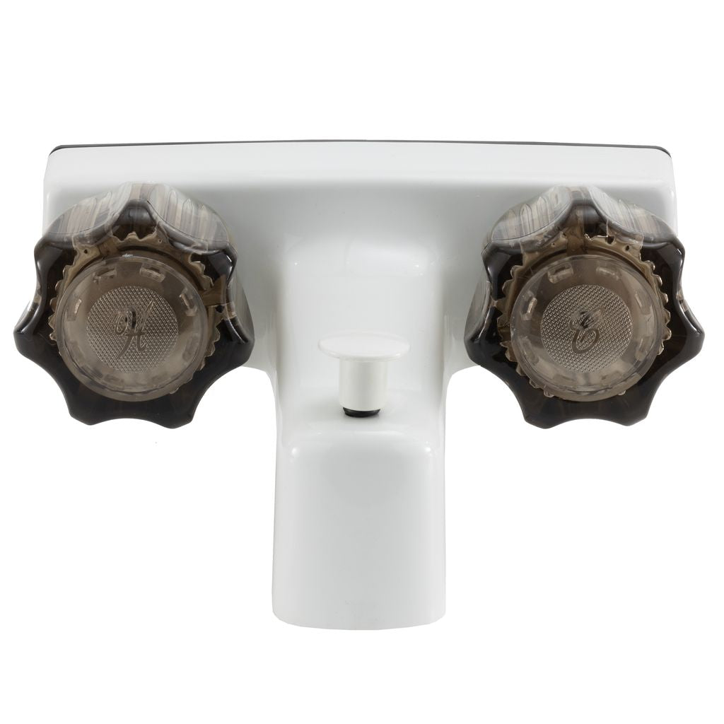 RV Shower Faucet & Bathtub Diverter | White with Smoked Handles