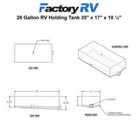 RV 26 Gallon Holding Tank 35" x 17" x 10 ½"  Elkhart Plastics EPI 0145H