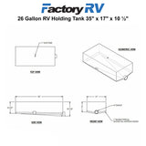 RV 26 Gallon Holding Tank 35" x 17" x 10 ½"  Elkhart Plastics EPI 0145H