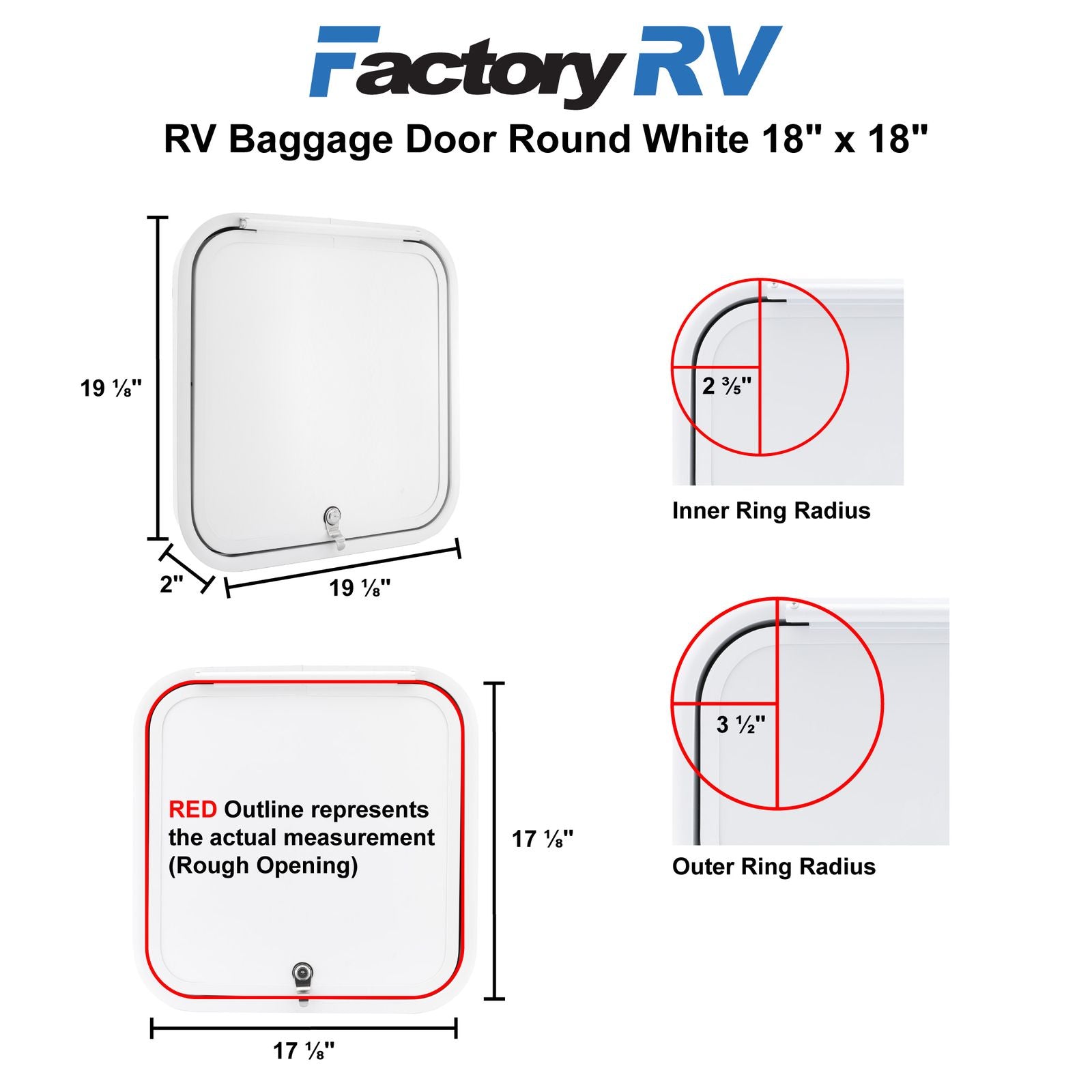 RV Compartment Door | Round | White | 18" X 18"