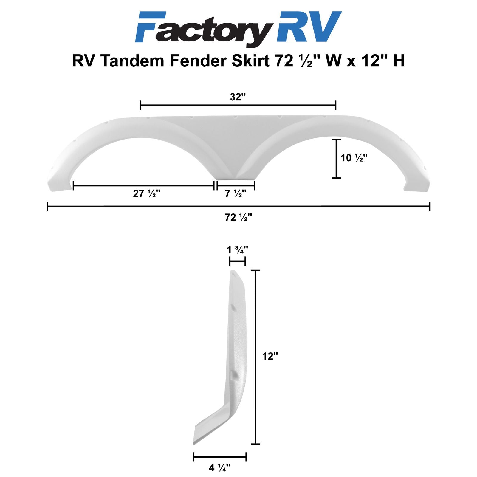 RV Tandem Fender Skirt | 72 ½" W x 12" H | Winnebago