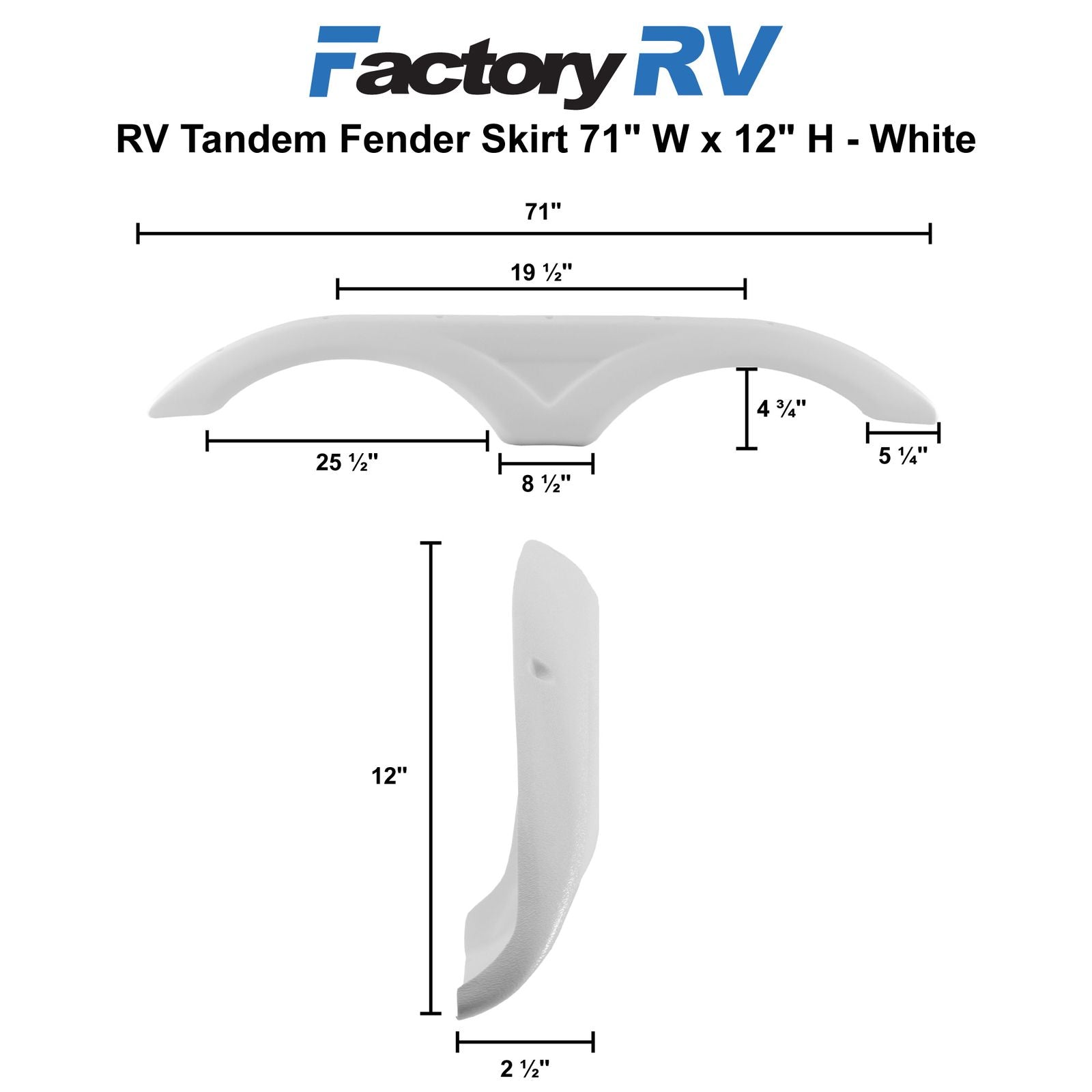 RV Tandem Fender Skirt | 71" W x 12" H | Fits Dutchman Kodiak KRV451320
