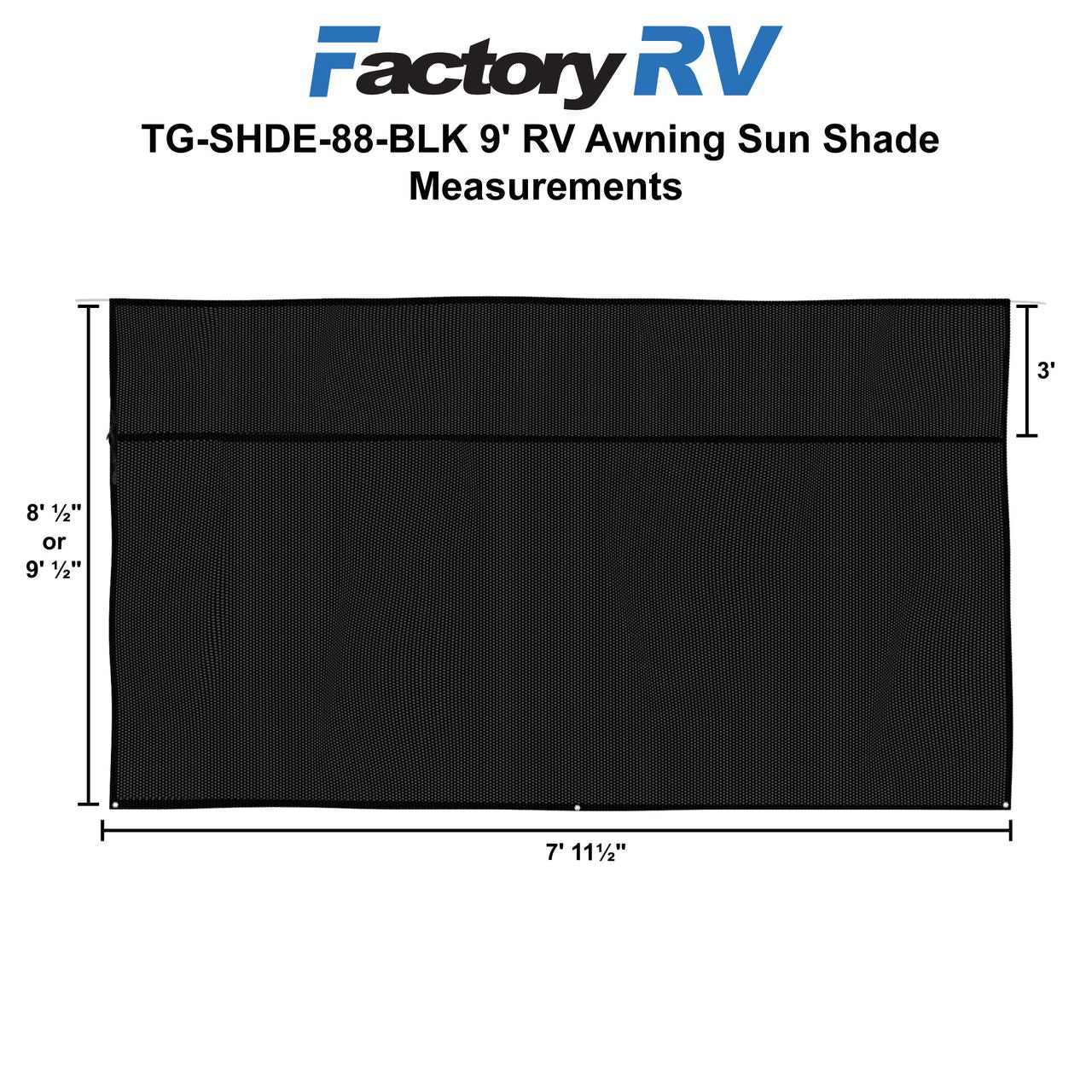 RV 9' Awning Shade Kit | 8' & 9' Drop | 7'11½" Width