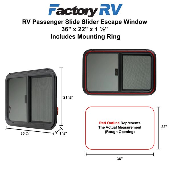 RV Window | Side Escape | 36" x 22" x 1 ½"