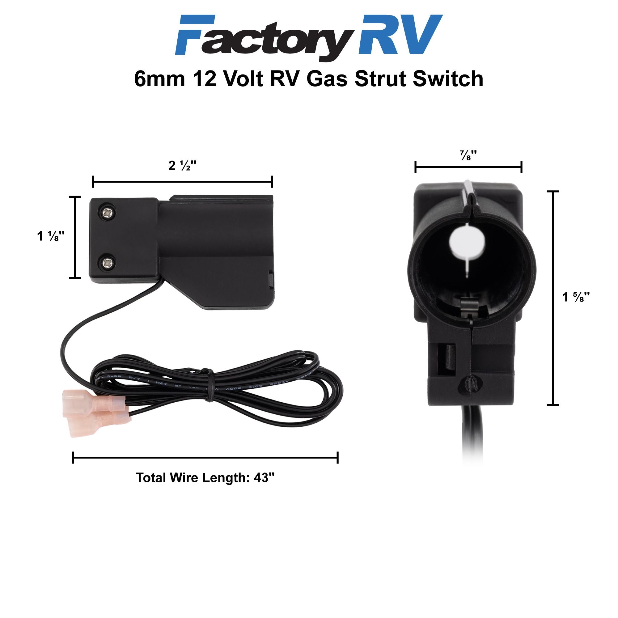 RV Gas Strut Switch | 12V On/Off Automatic Light 6MM