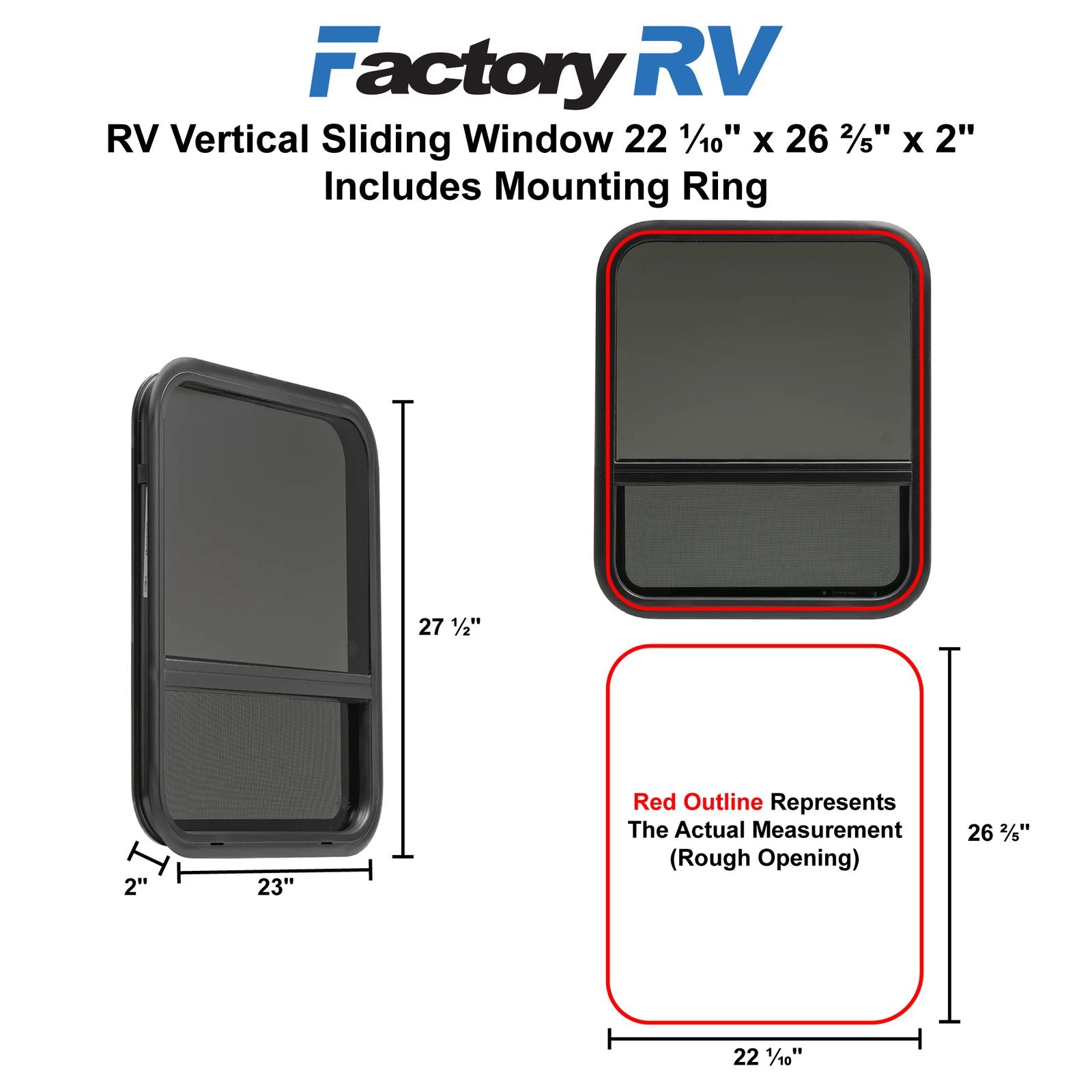 RV Window | Teardrop | 22 ⅒" x 26 ⅖" x 2"