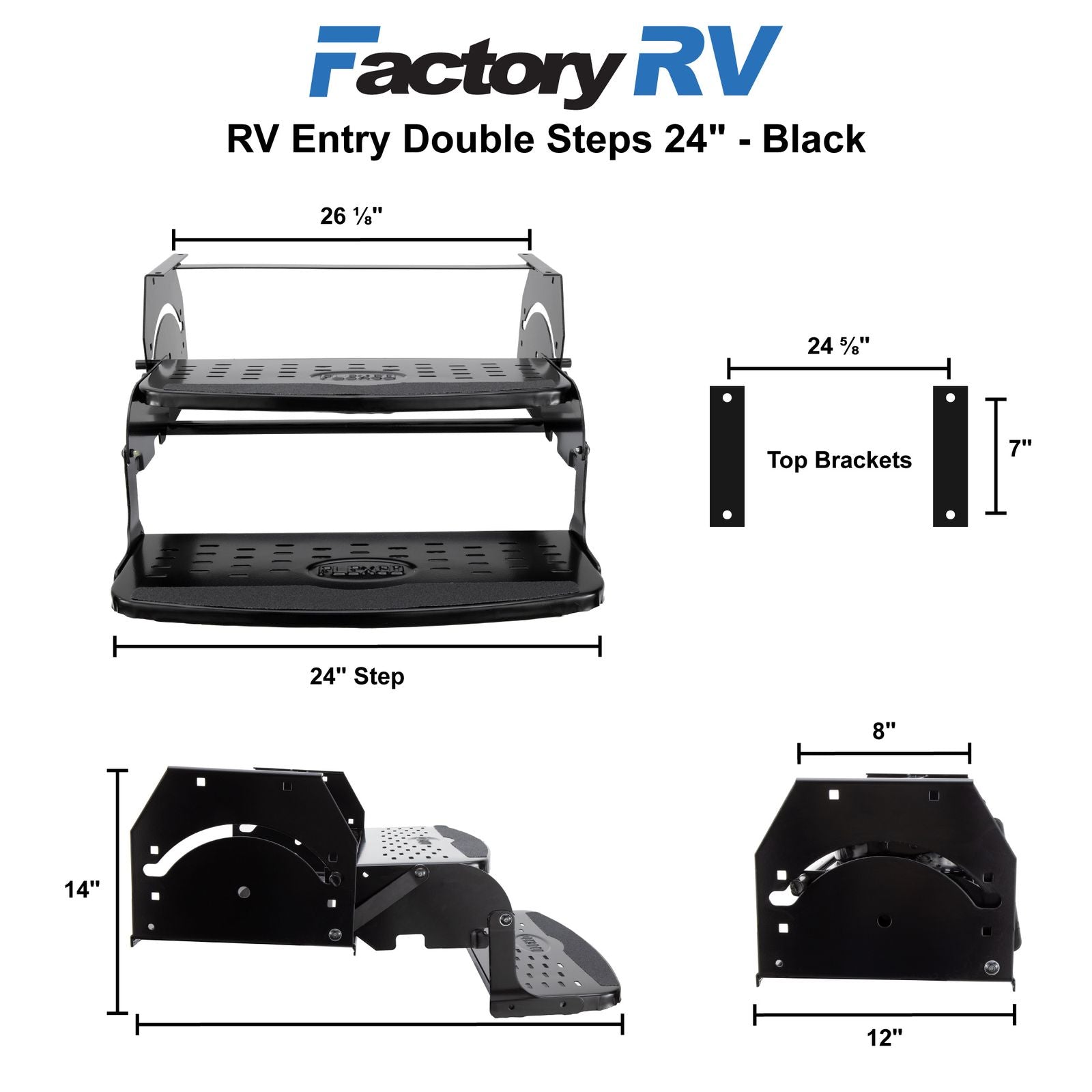 RV Steps | Entry Stairs | Double | 24" | Black
