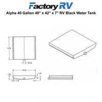 RV 40 Gallon Black Water Tank 40" x 42" x 7"  | Alpha VR40427H