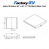 RV 40 Gallon Black Water Tank 40" x 42" x 7"  | Alpha VR40427H