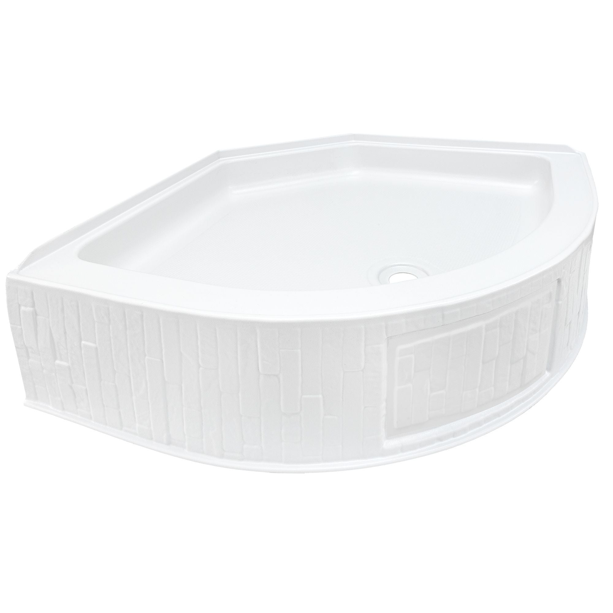 RV Shower Pan Corner Drain 32 ¾" x 32 ¾" x 9 ½" | White