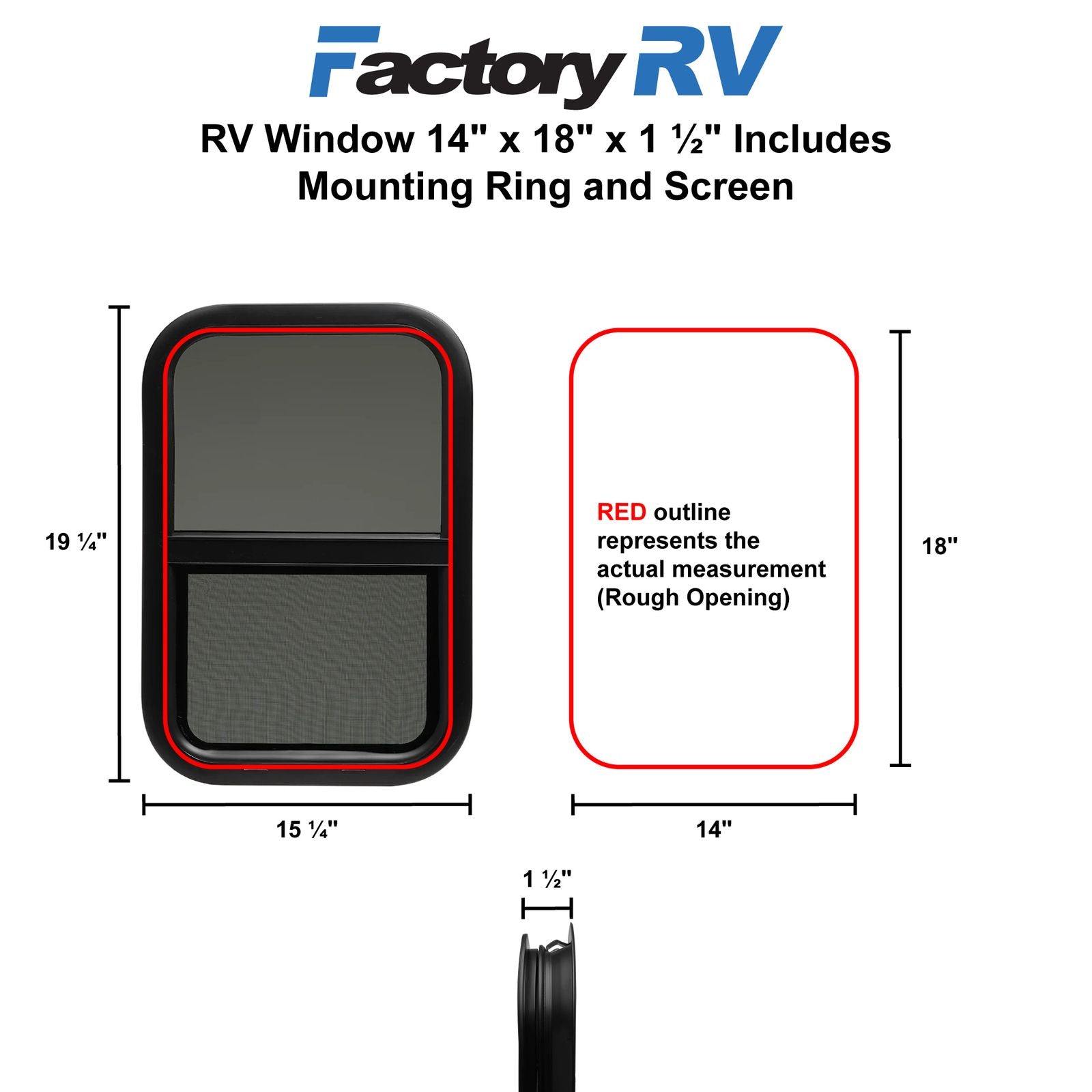 RV Window | Teardrop | 14" x 18" x 1 ½"