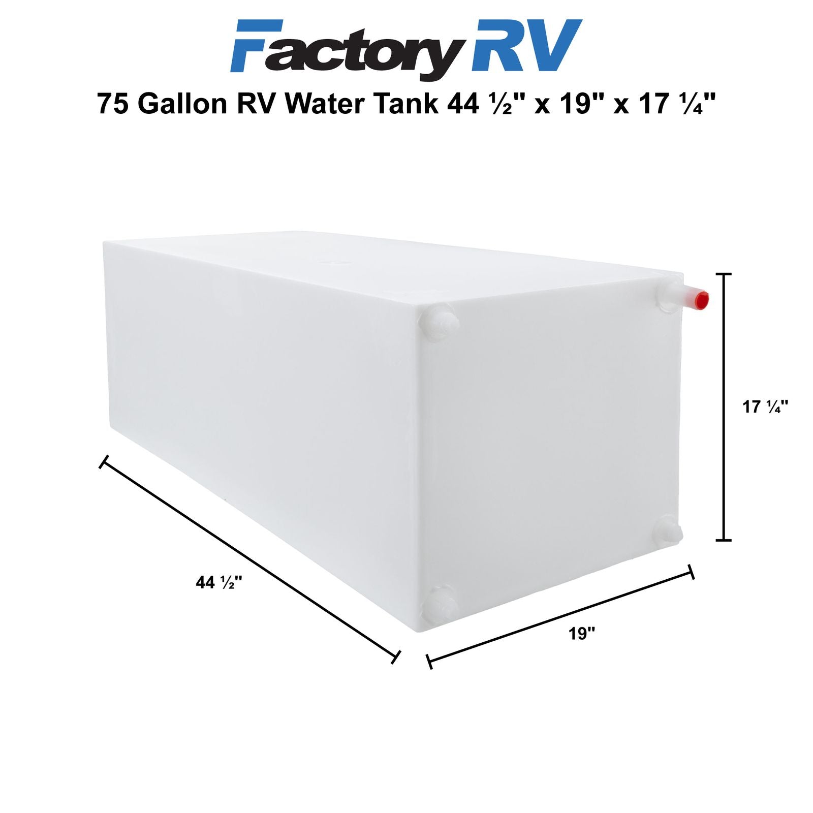 RV Fresh Water Tank 65 Gallon | 44 ½" x 19" x 17 ¼"