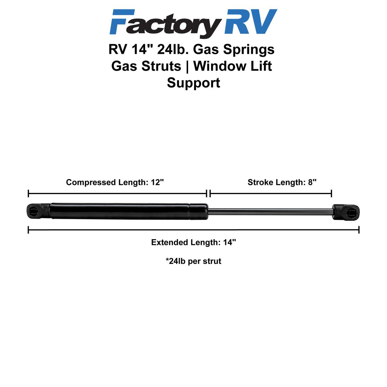 Suspa RV Gas Struts | Gas Springs | 14" 24lb. | 2 Pack