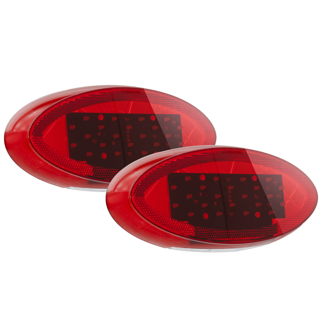 RV Tail Lights | 9" Red LEDs Oval | Optional License Plate Bracket | Exterior Lighting for Safety