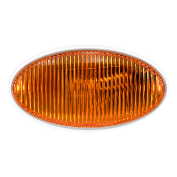 RV Oval LED Porch Light | Exterior Lighting for Entry Doorway | White with Amber Lens | Visibility & Safety at Night