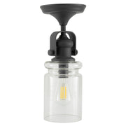 RV Ceiling Semi-Flush Mounted Light | 12V LED | Interior Lighting | with Matte Black Finish and Glass Sconce