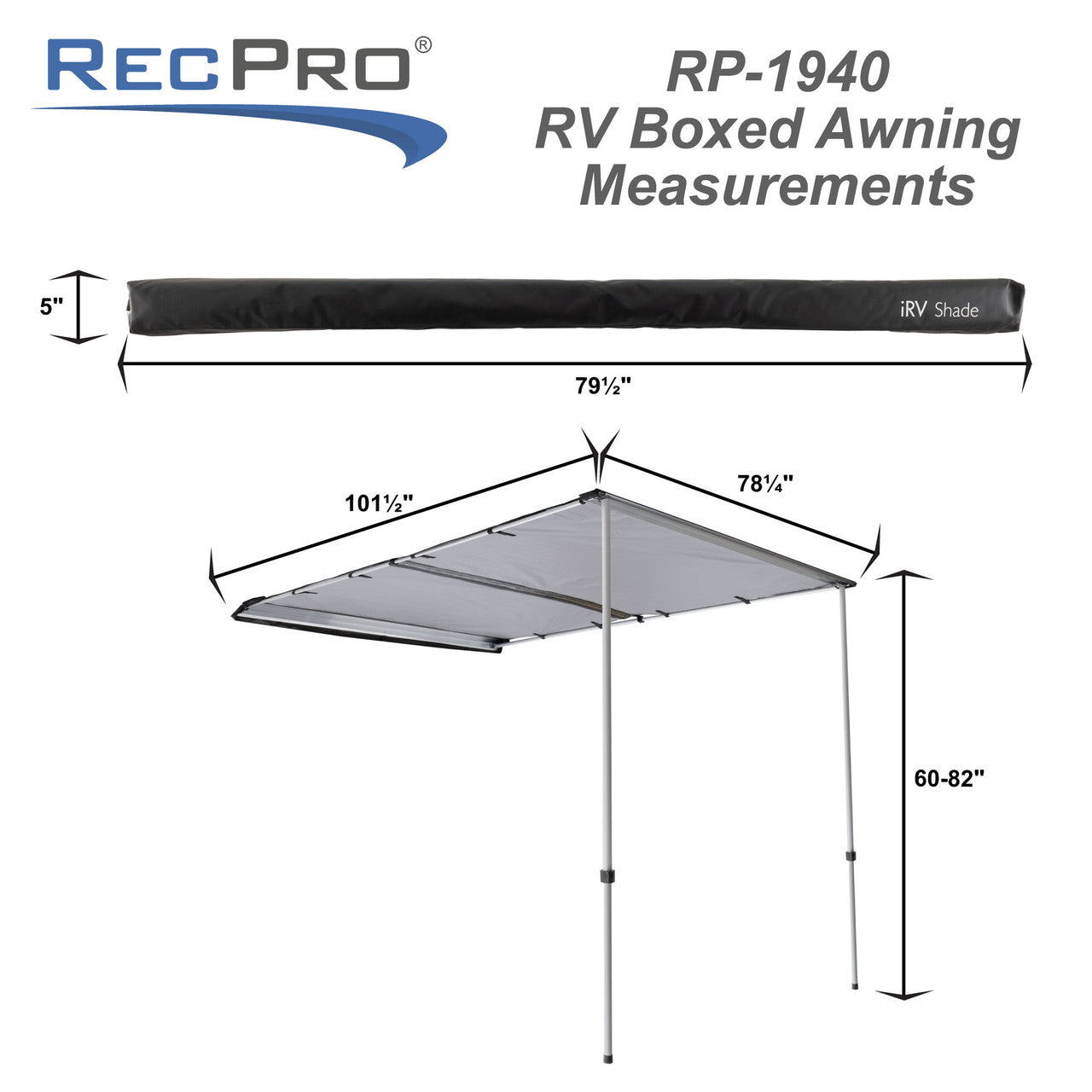 IRV Tehcnologies Camper Awning 6.5' Rooftop Kit | LED Lighting Built In