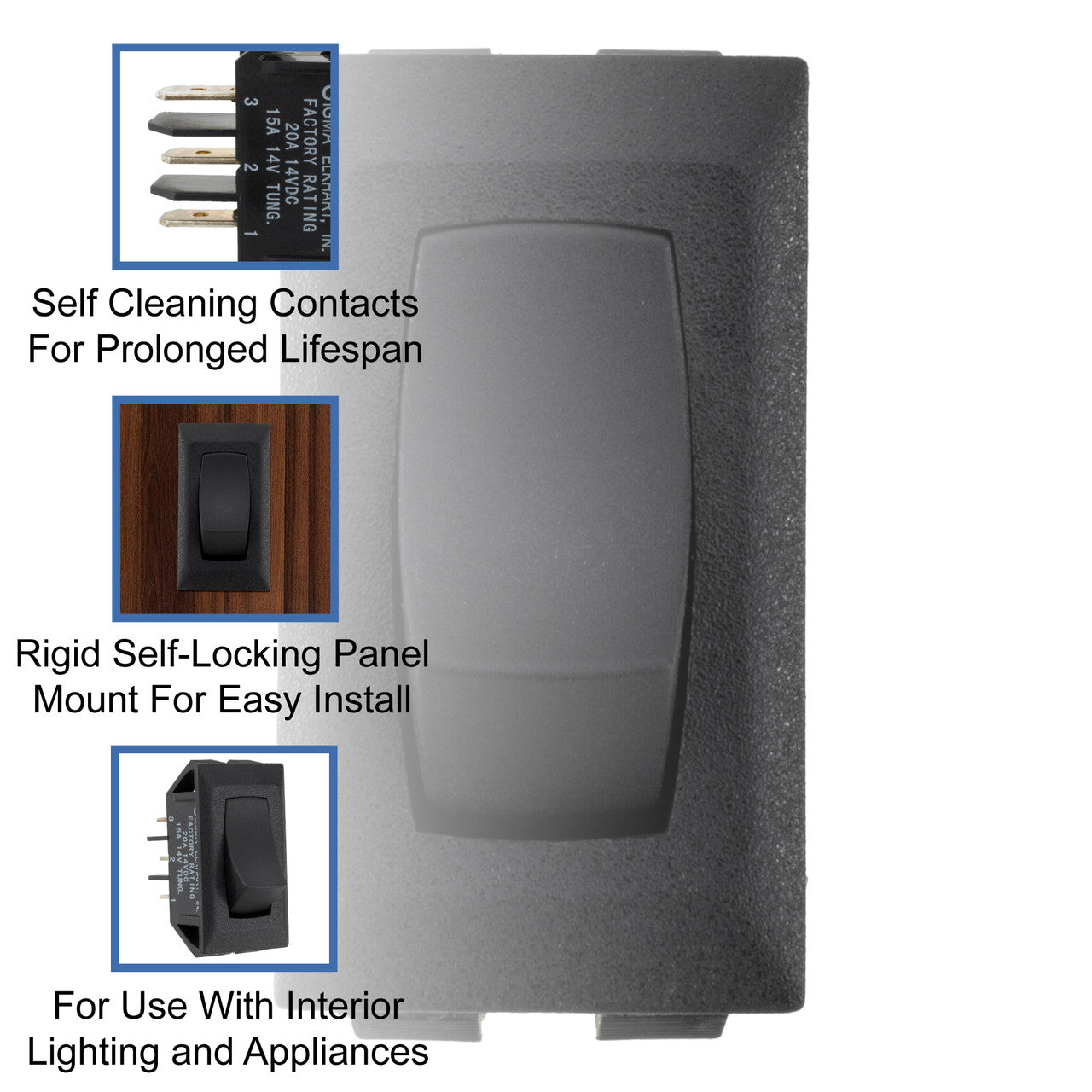 RV Switch | Single Pole Double Throw Switch | On/On | 12 Volt