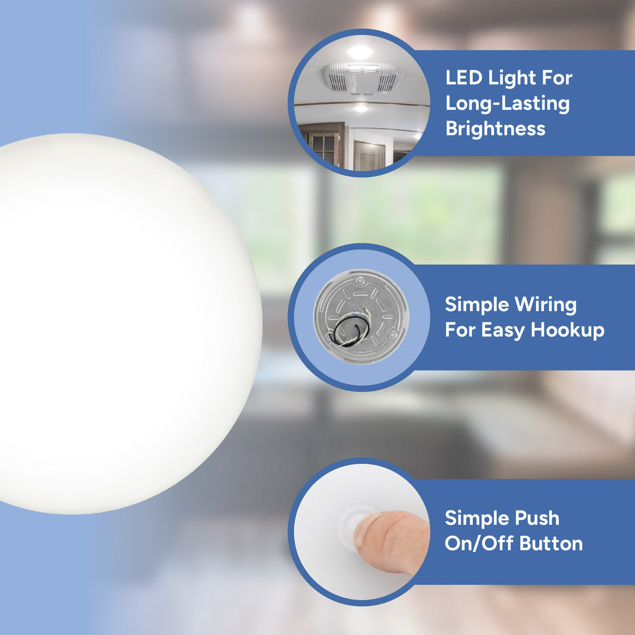 RV Surface Mount Light | 4.5" LED 12V | Interior Lighting | with Switch