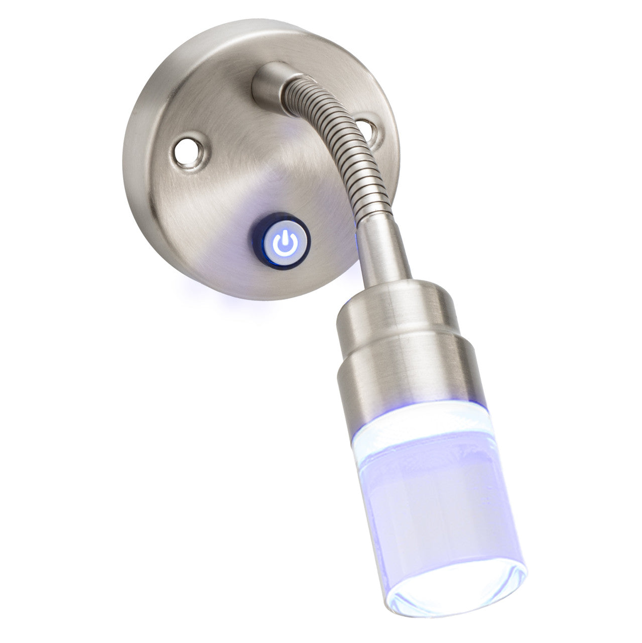 RV Reading Wall Light | 12V LED | Interior Lighting | Satin Nickel with Flexible Arm