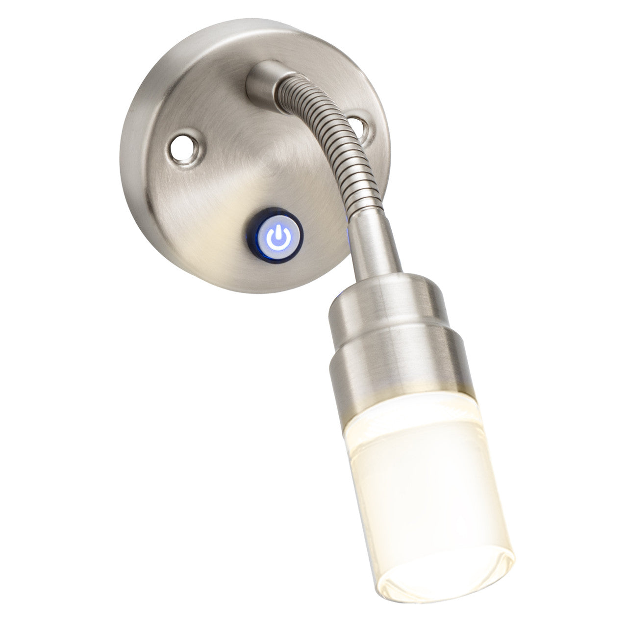 RV Reading Wall Light | 12V LED | Interior Lighting | Satin Nickel with Flexible Arm