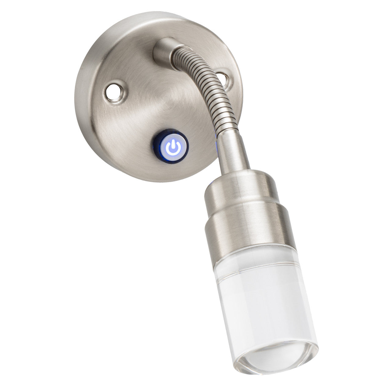 RV Reading Wall Light | 12V LED | Interior Lighting | Satin Nickel with Flexible Arm