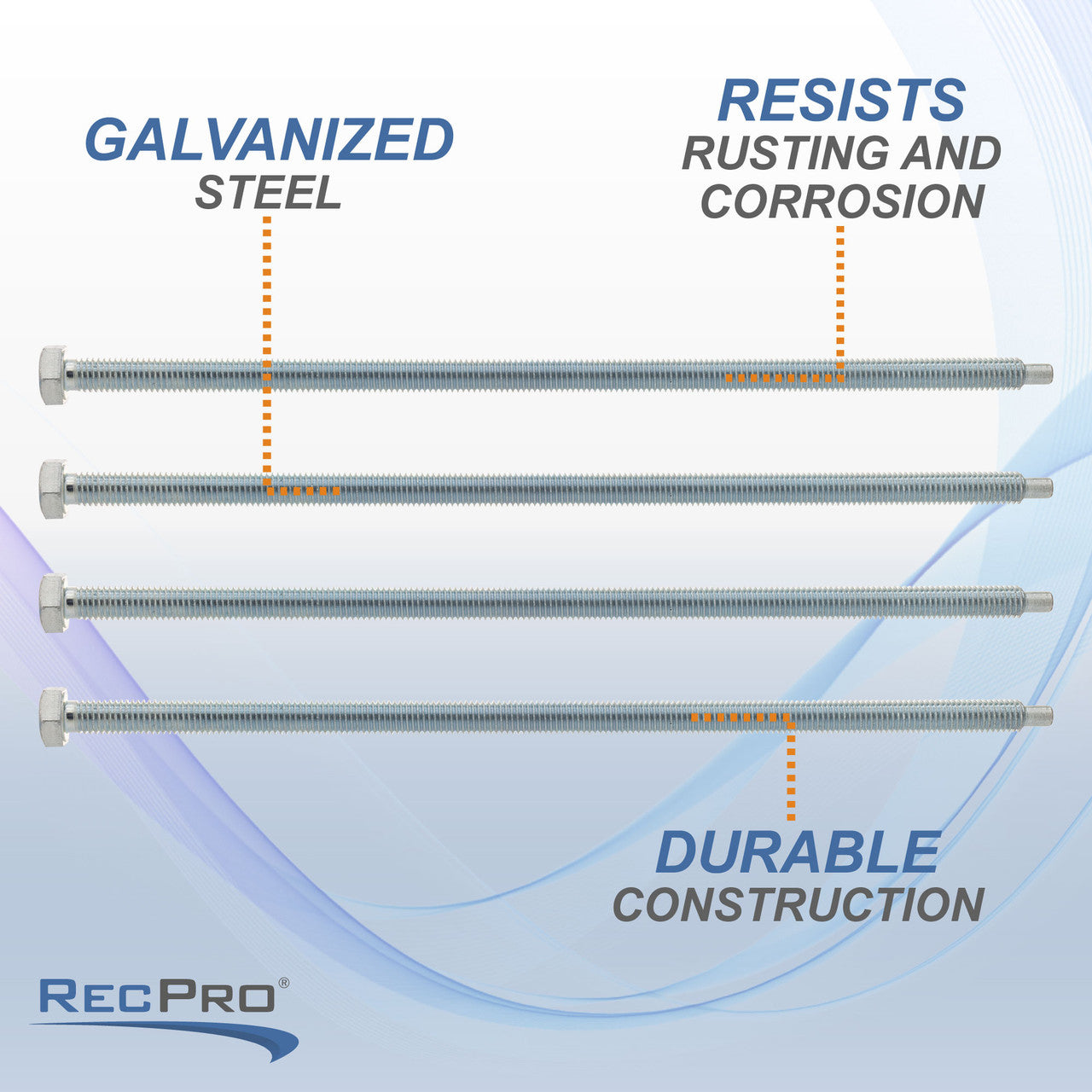 RecPro RV A/C Unit Bolts for Thick Roofs <5-5/8" | Fits 3800 & 3501 Models