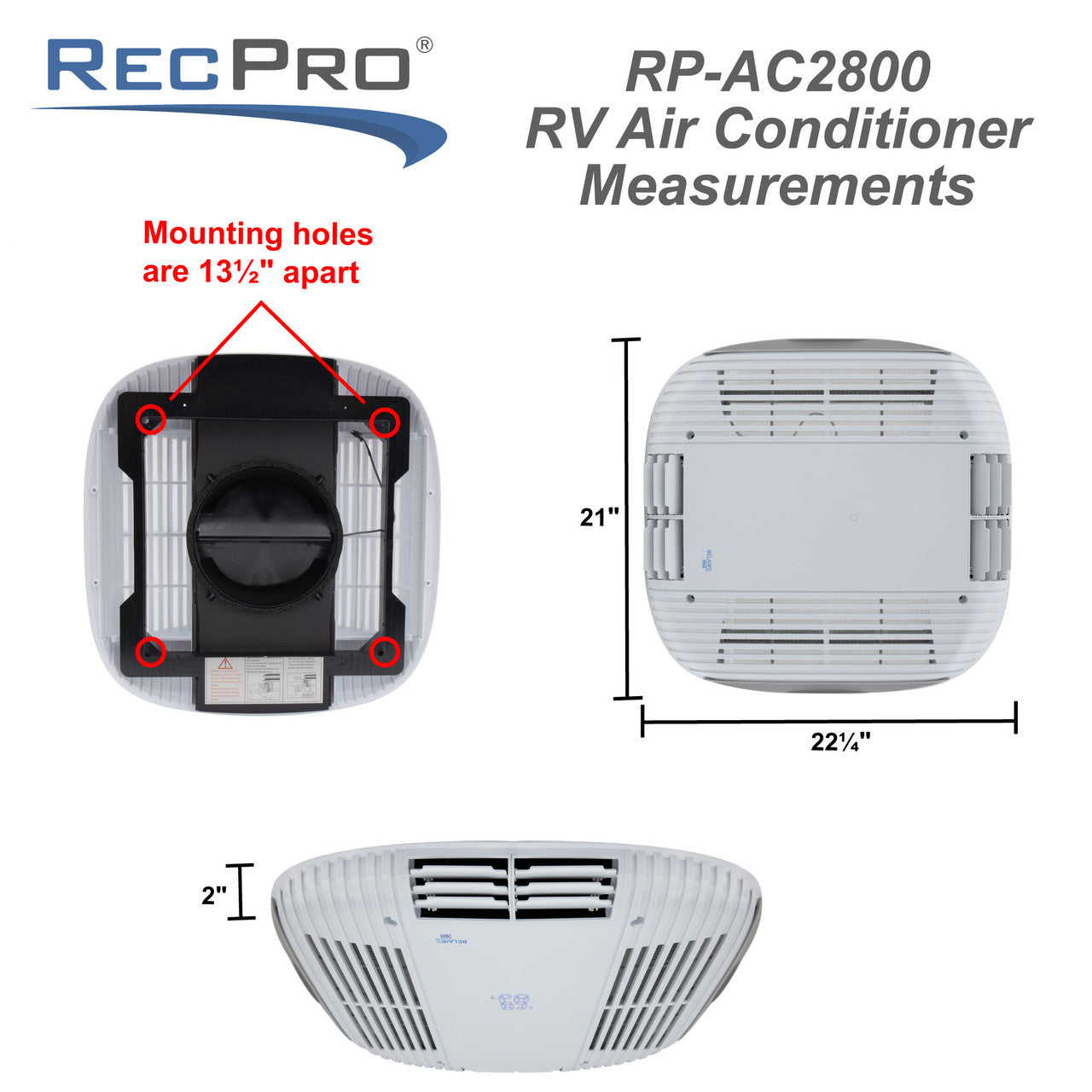 RecPro RV Air Conditioner 9.5K Quiet AC Unit with Heat Pump | Non-Ducted | Remote Control