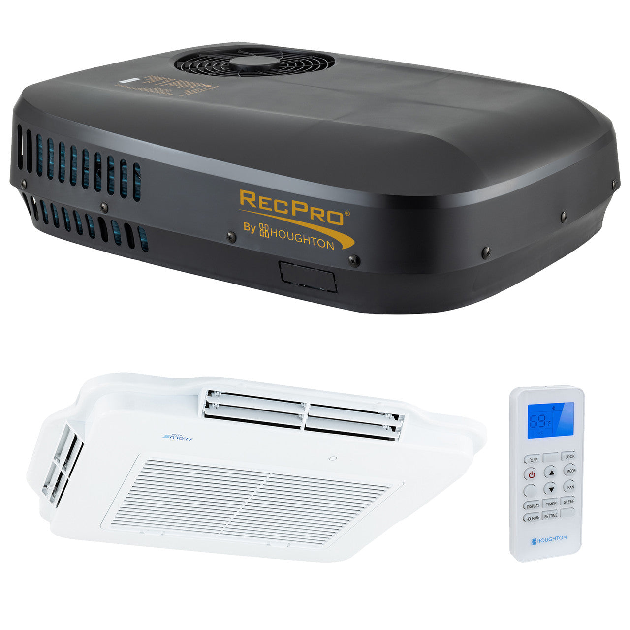 RecPro RV 48V 9.5K Air Conditioner with Heat Pump | Non-Ducted | Low Profile | Remote