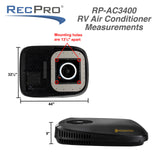 RecPro RV 13.5K Quiet Air Conditioner with Heat Pump | Non-Ducted | Low Profile | Remote