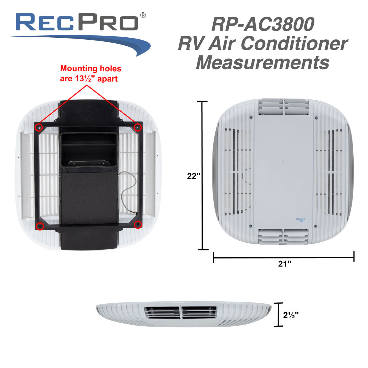 RecPro RV Quiet Air Conditioner Unit 15K with Heat Pump | Remote Control