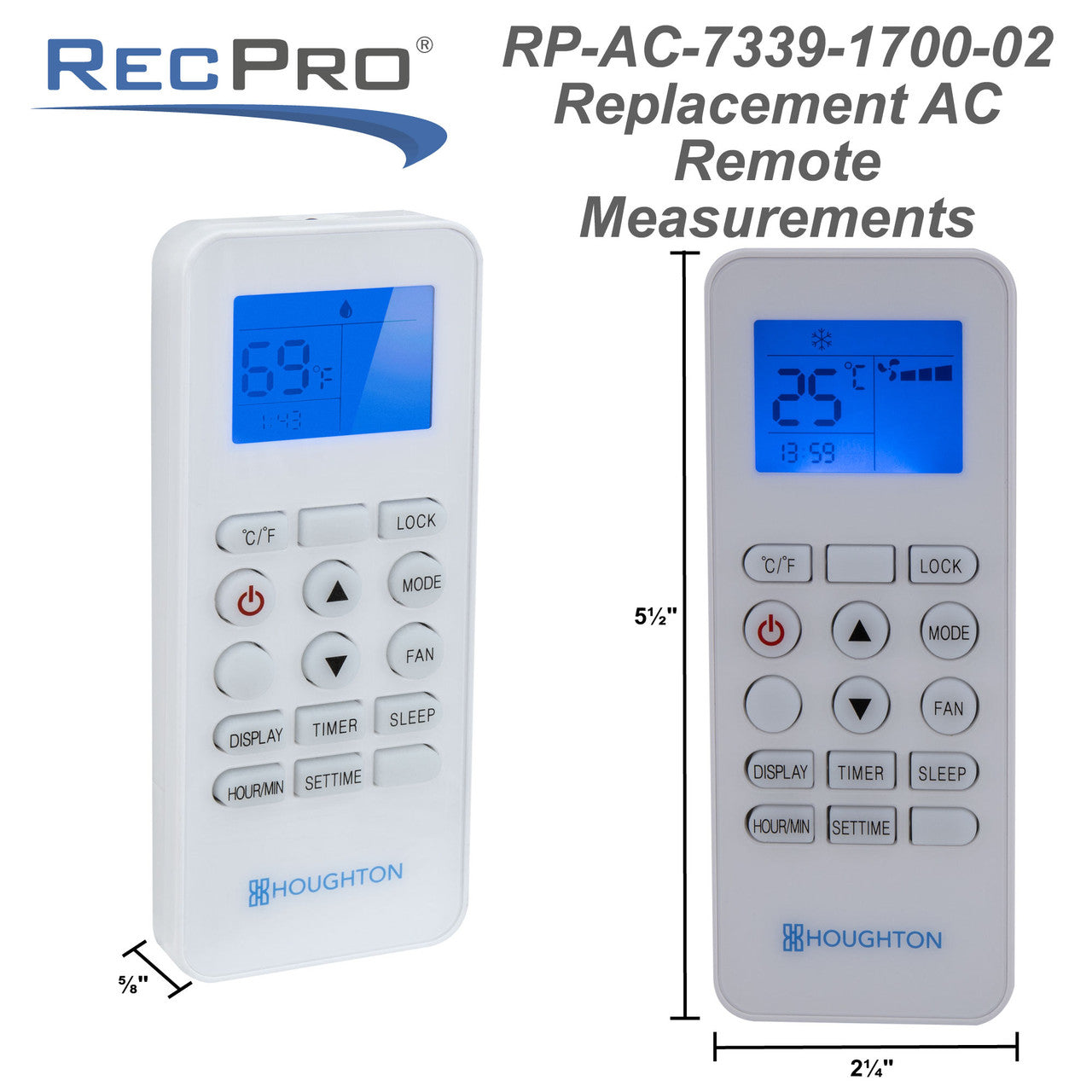 Houghton Air Conditioner Remote Replacement | Works with All RecPro Models