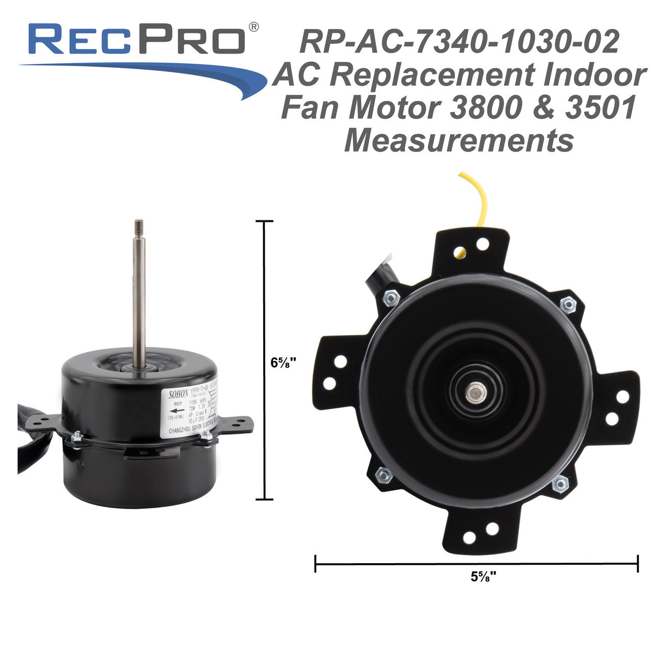 RecPro Replacement Inside Fan Motor for Air Conditioner | Fits 3800 & 3501 Series