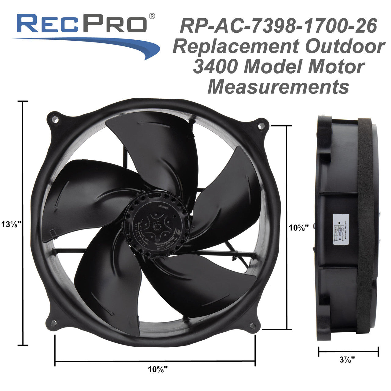 RecPro Outdoor Fan Assembly Replacement for Air Conditioner | Fits 3400 Series