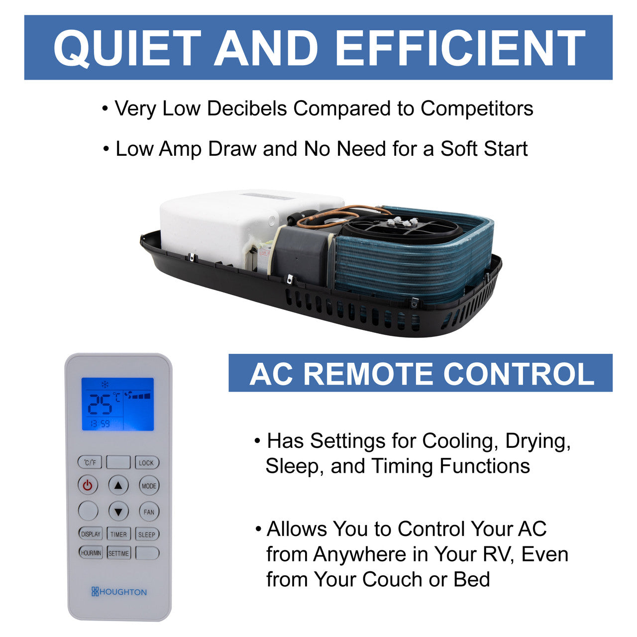 RecPro RV Air Conditioner 9.5K Quiet AC Unit with Heat Pump | Non-Ducted | Remote Control