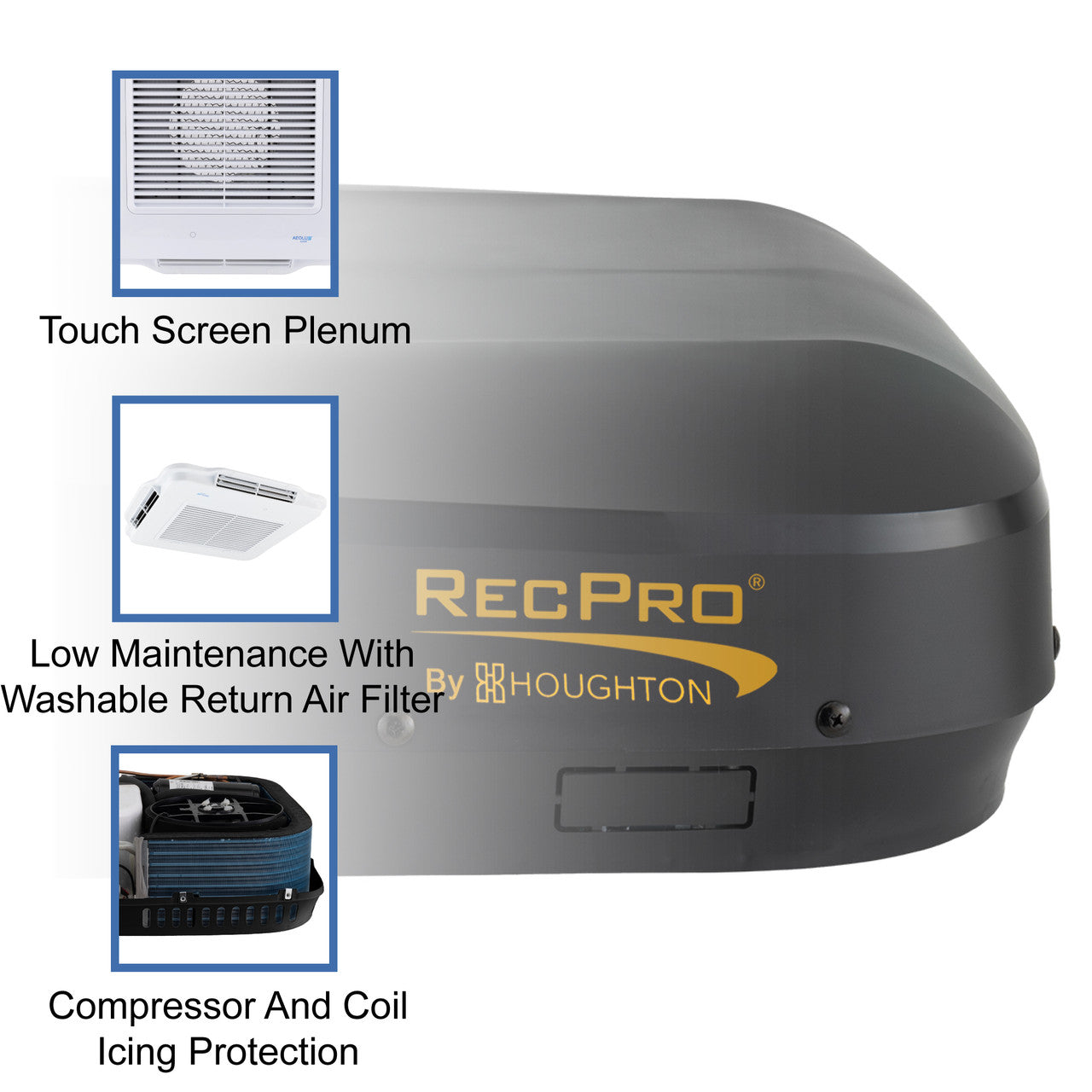 RecPro RV 48V 9.5K Air Conditioner with Heat Pump | Non-Ducted | Low Profile | Remote