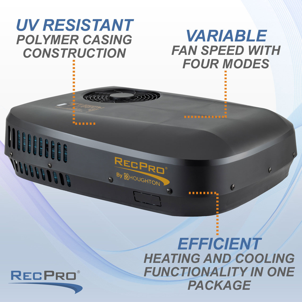 RecPro RV 48V 9.5K Air Conditioner with Heat Pump | Non-Ducted | Low Profile | Remote