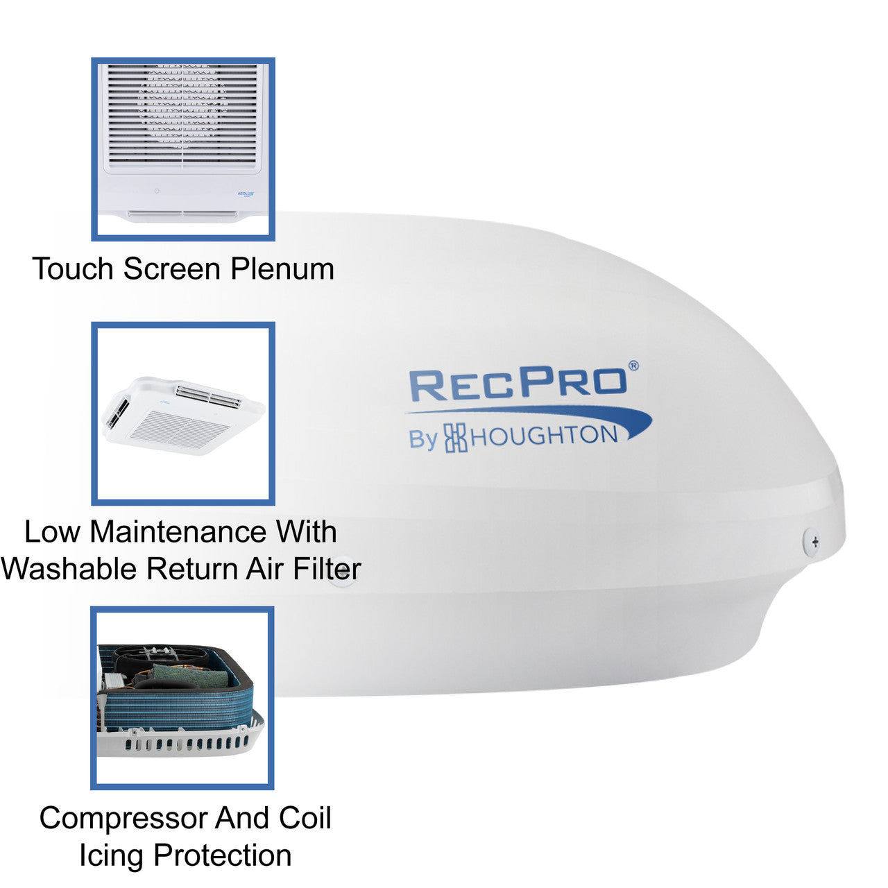 RecPro RV 48V 13.5K Air Conditioner with Heat Pump | Non-Ducted | Low Profile | Remote