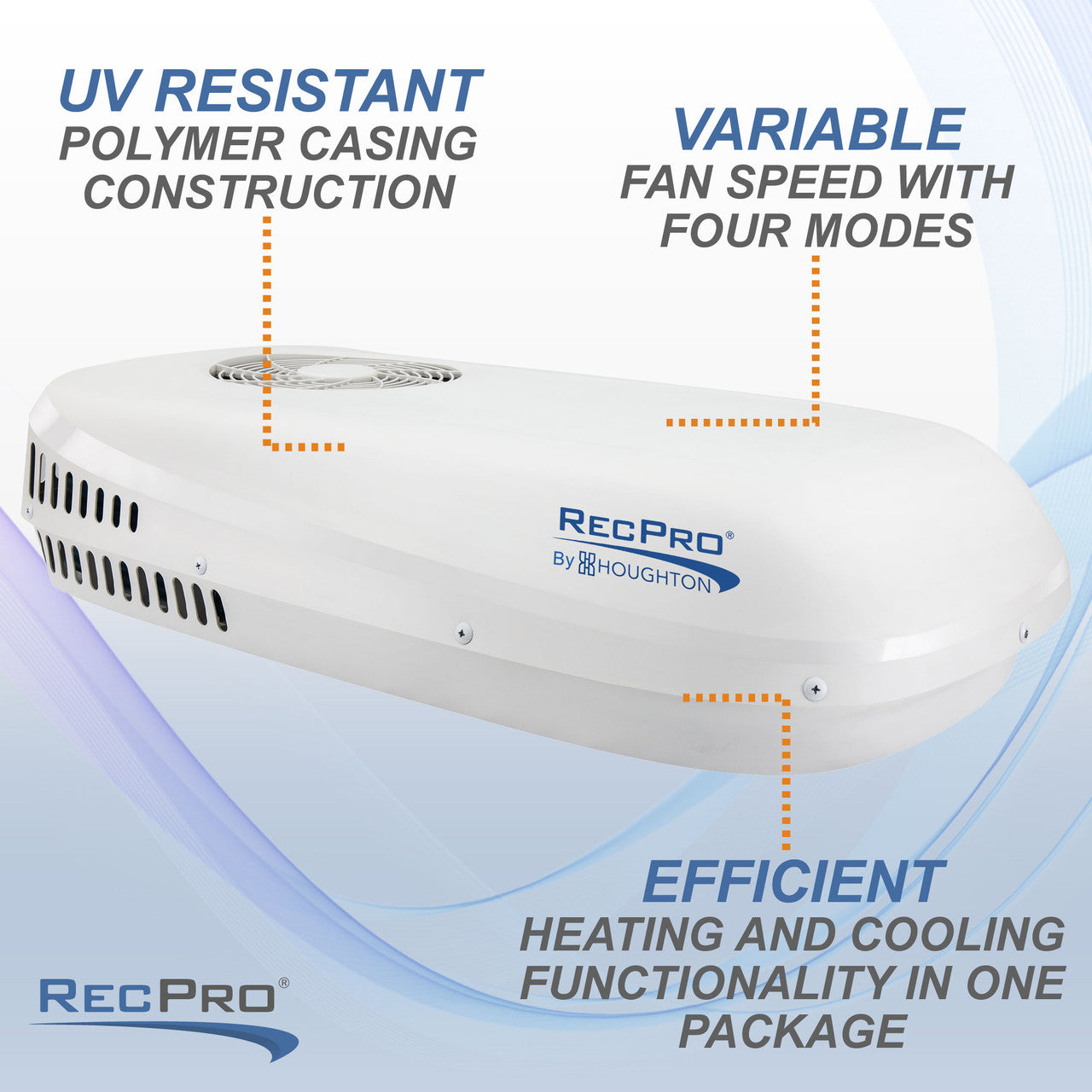 RecPro RV 48V 13.5K Air Conditioner with Heat Pump | Non-Ducted | Low Profile | Remote