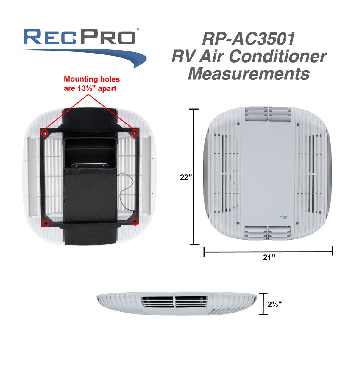 RecPro RV Quiet Air Conditioner Unit 13.5K | Non-Ducted | Remote Control