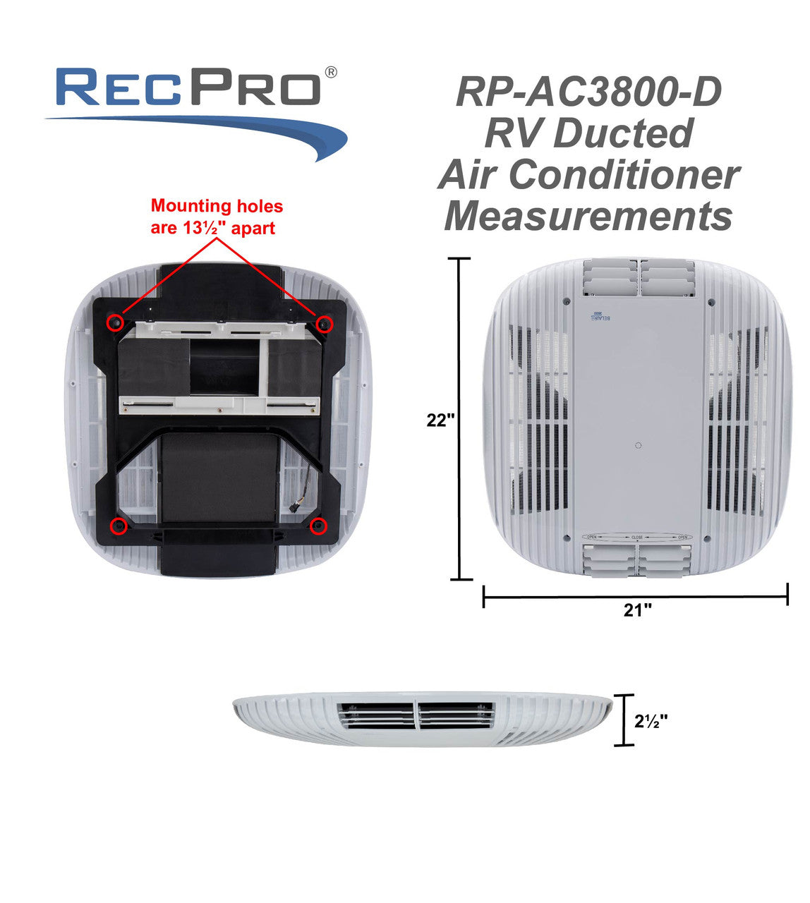 RecPro RV Quiet Air Conditioner Unit 13.5K | Ducted | Remote Control