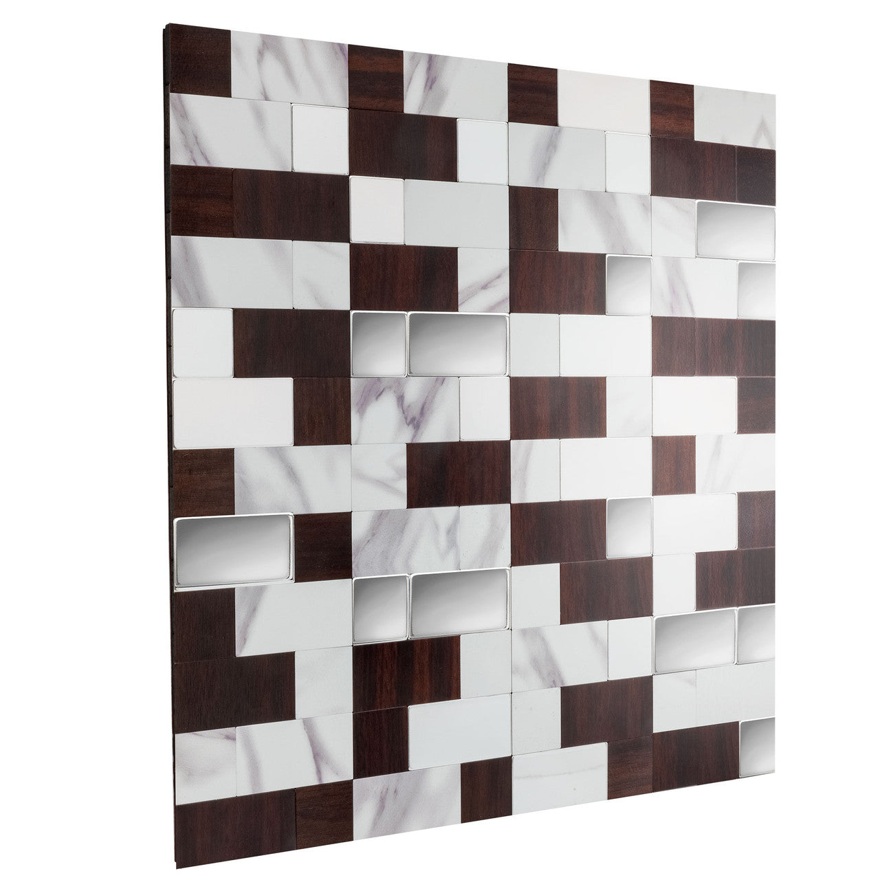 RV Backsplash Peel and Stick | Marble Mahogany Tile | 12" x 12"