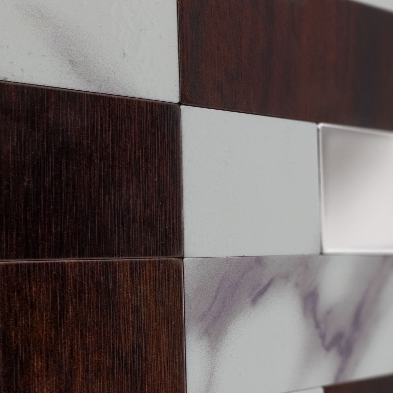 RV Backsplash Peel and Stick | Marble Mahogany Tile | 12" x 12"