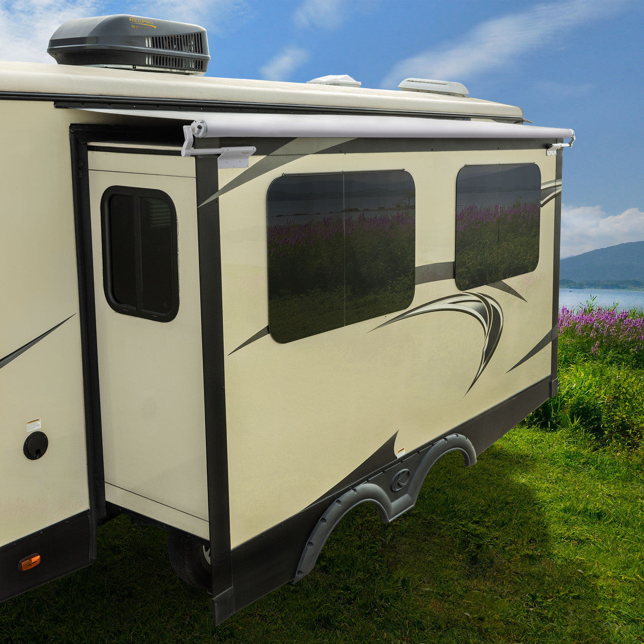RecPro RV Slideout Awning | Slide Topper Cover Assembly | White