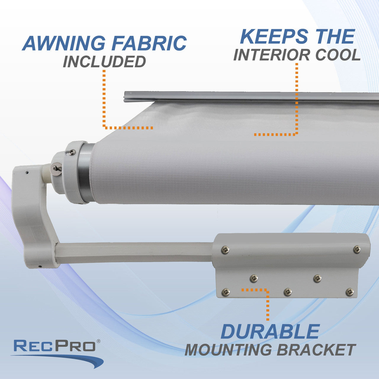 RecPro RV Slideout Awning | Slide Topper Cover Assembly | White