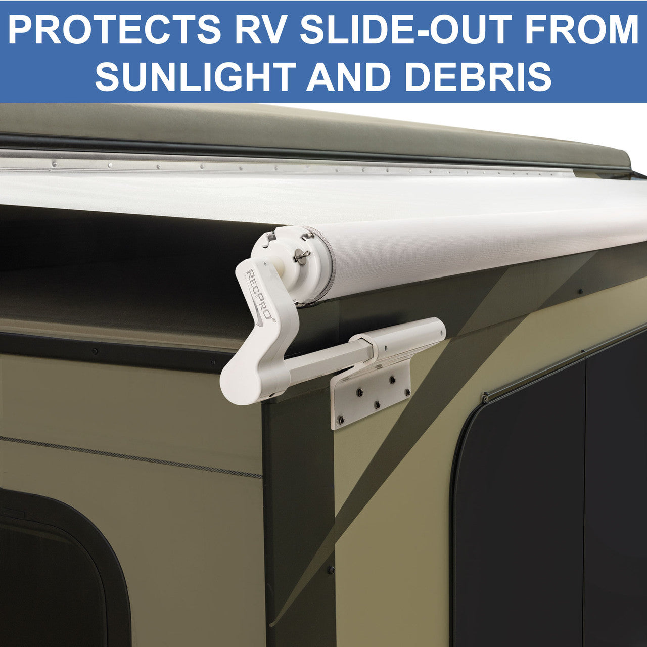 RecPro RV Slideout Awning | Slide Topper Cover Assembly | White