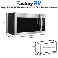 High Pointe RV Microwave 30" 1.5 CF. | Stainless Steel Finish | Over the Range