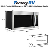 High Pointe RV Microwave 30" 1.5 CF. | Stainless Steel Finish | Over the Range